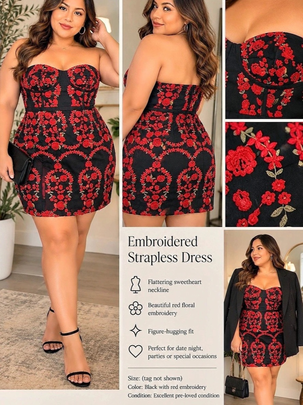 City Chic Dolce Rose Dress Floral Mini Dress Size 18